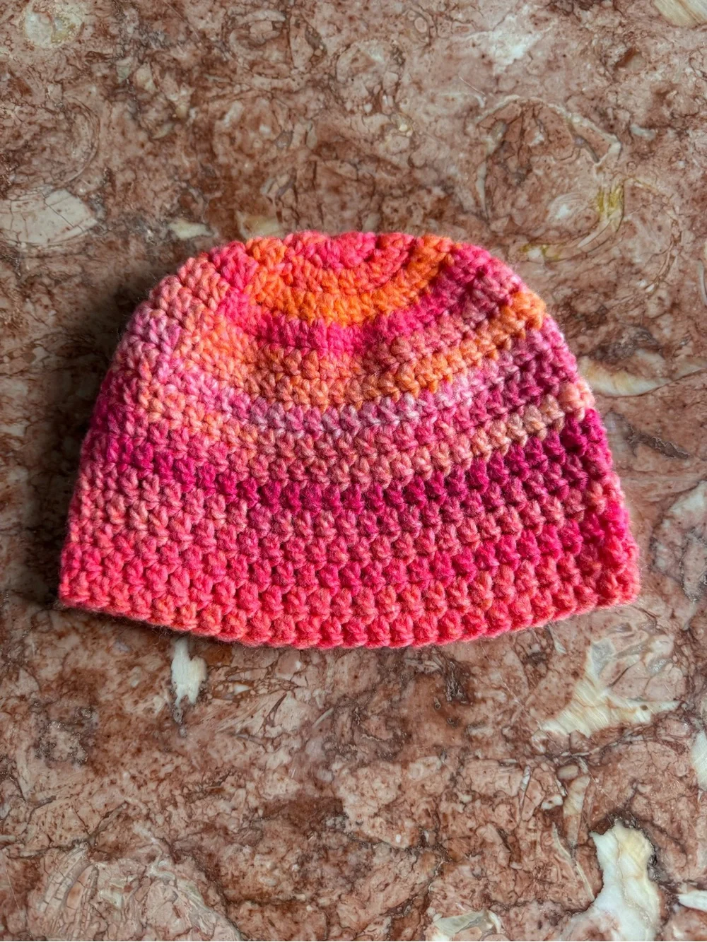 Handmade Multicolor Crochet Baby Beanie - Pink & Orange